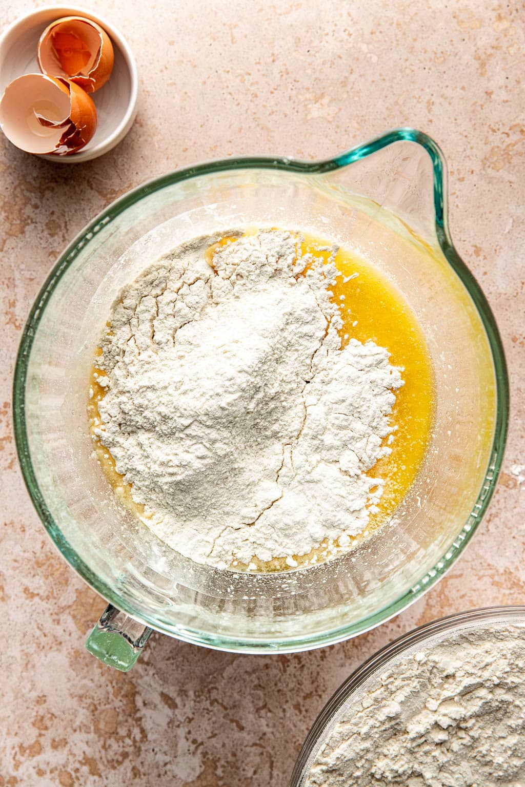 dry ingredients added to the wet ingredients