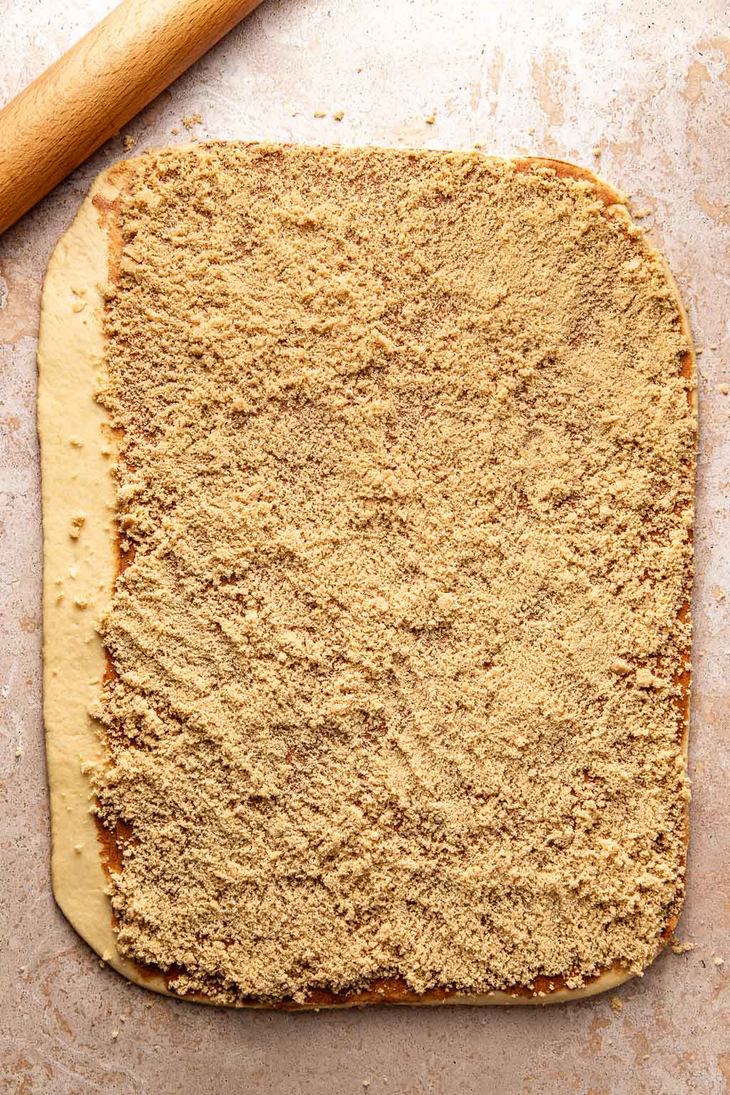 cinnamon sugar on the dough