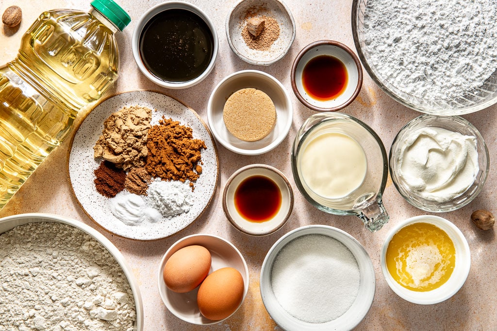 gingerbread old fashioned donuts ingredients laid out
