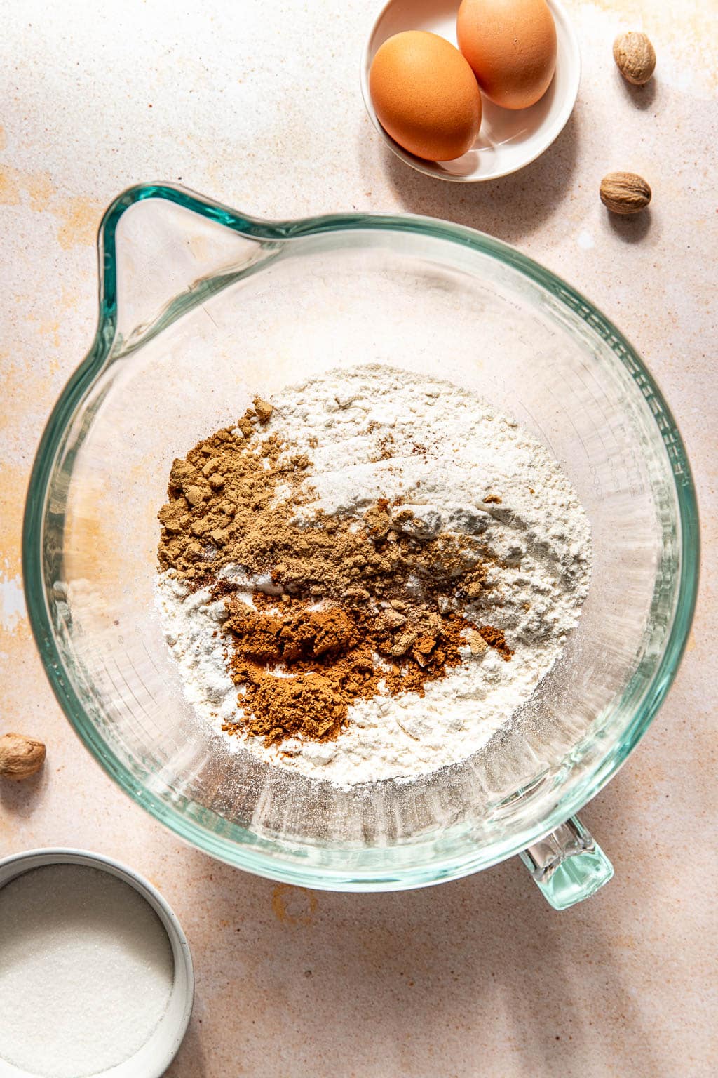 dry ingredients in a mixing bowl before mixing