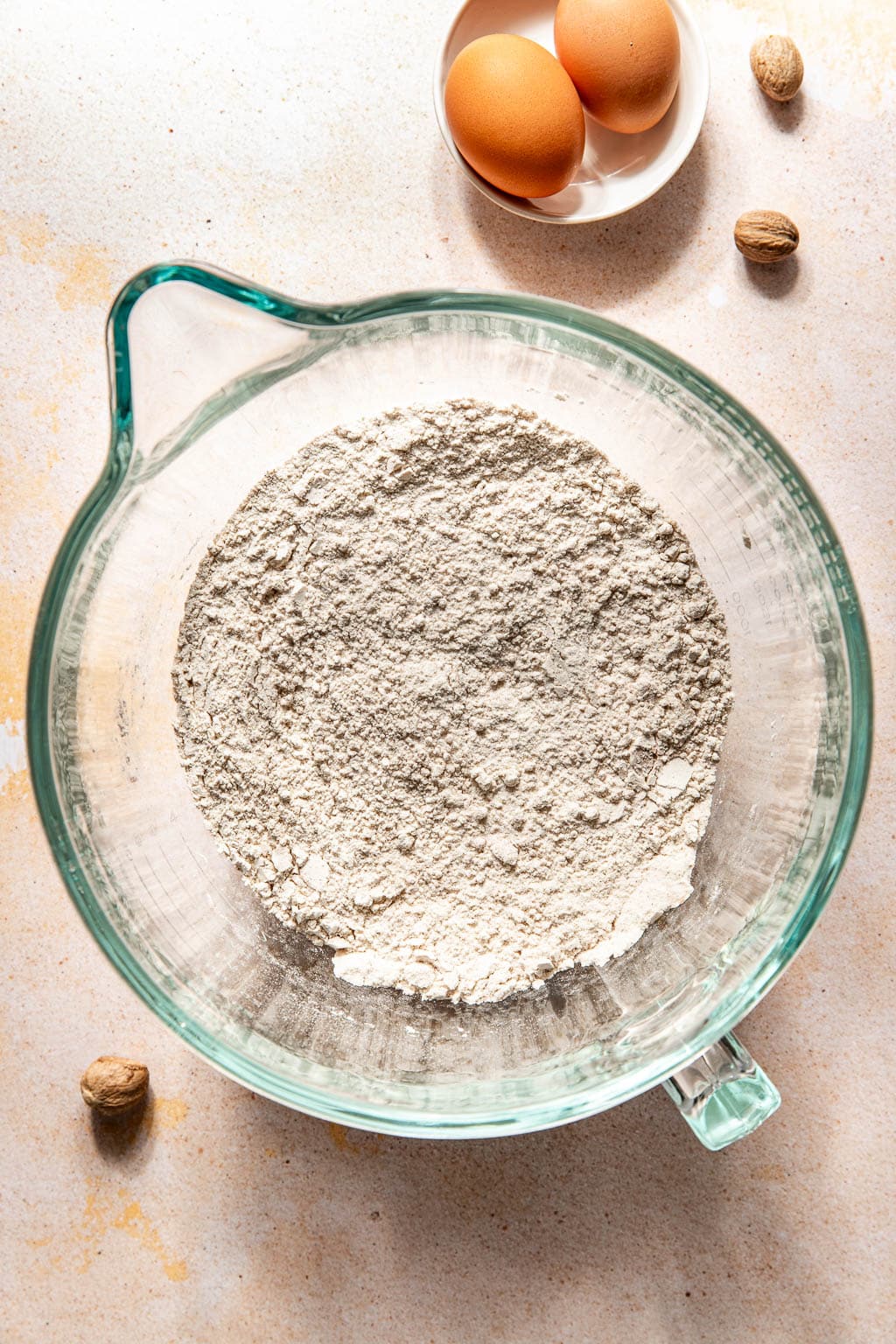 dry ingredients in a mixing bowl after mixing