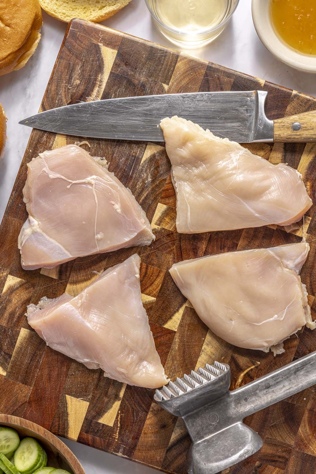 chicken pieces on a cutting board