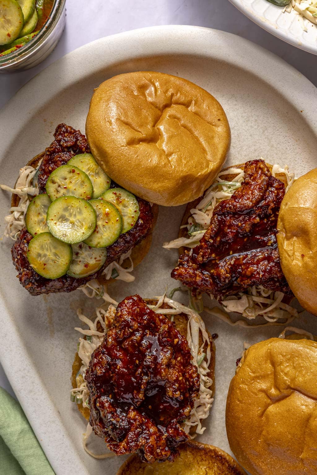 assembled sandwiches on a serving platter
