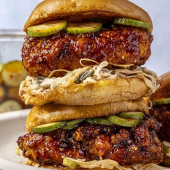 Spicy Korean fried chicken sandwiches