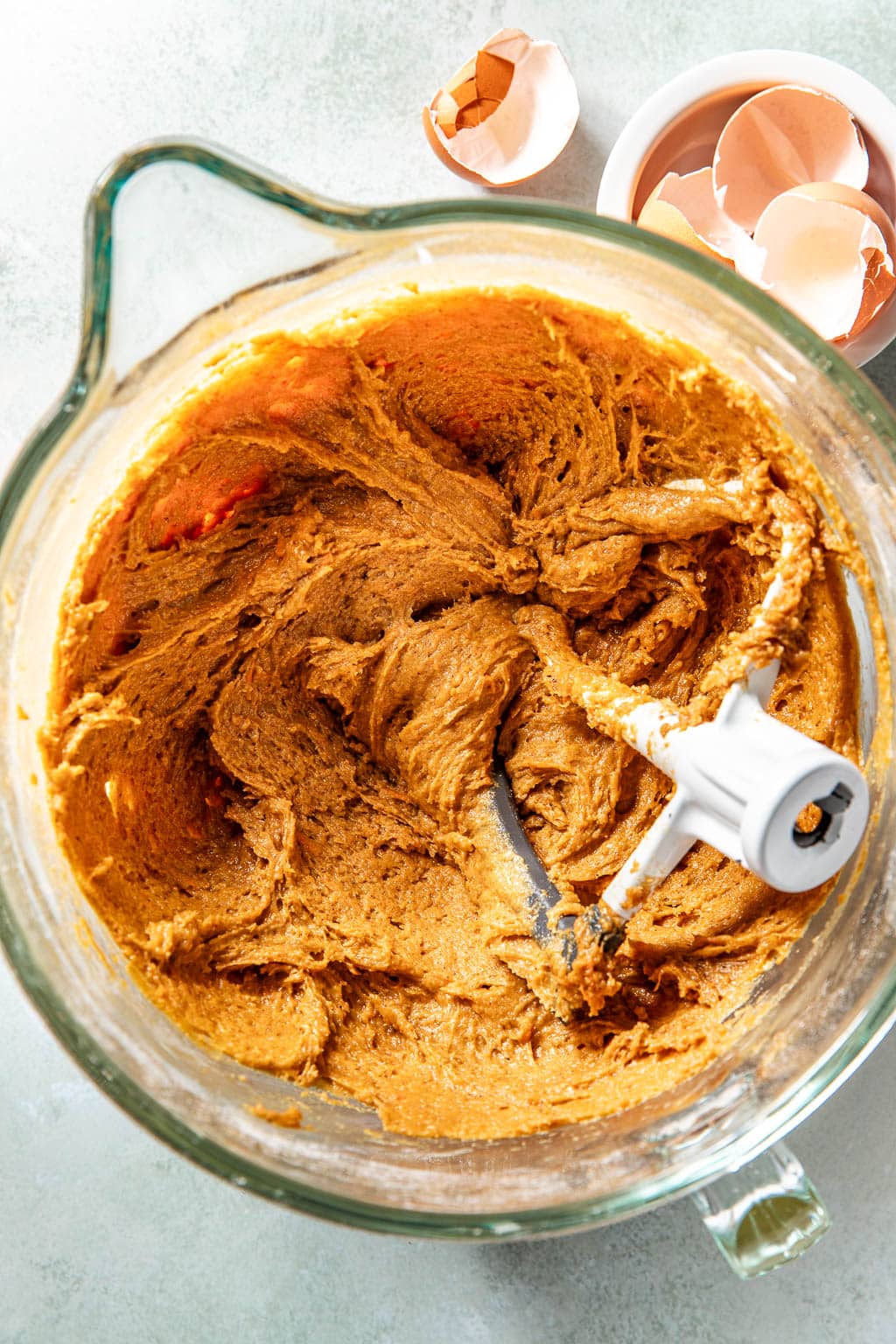 carrot cake donut dough after mixing