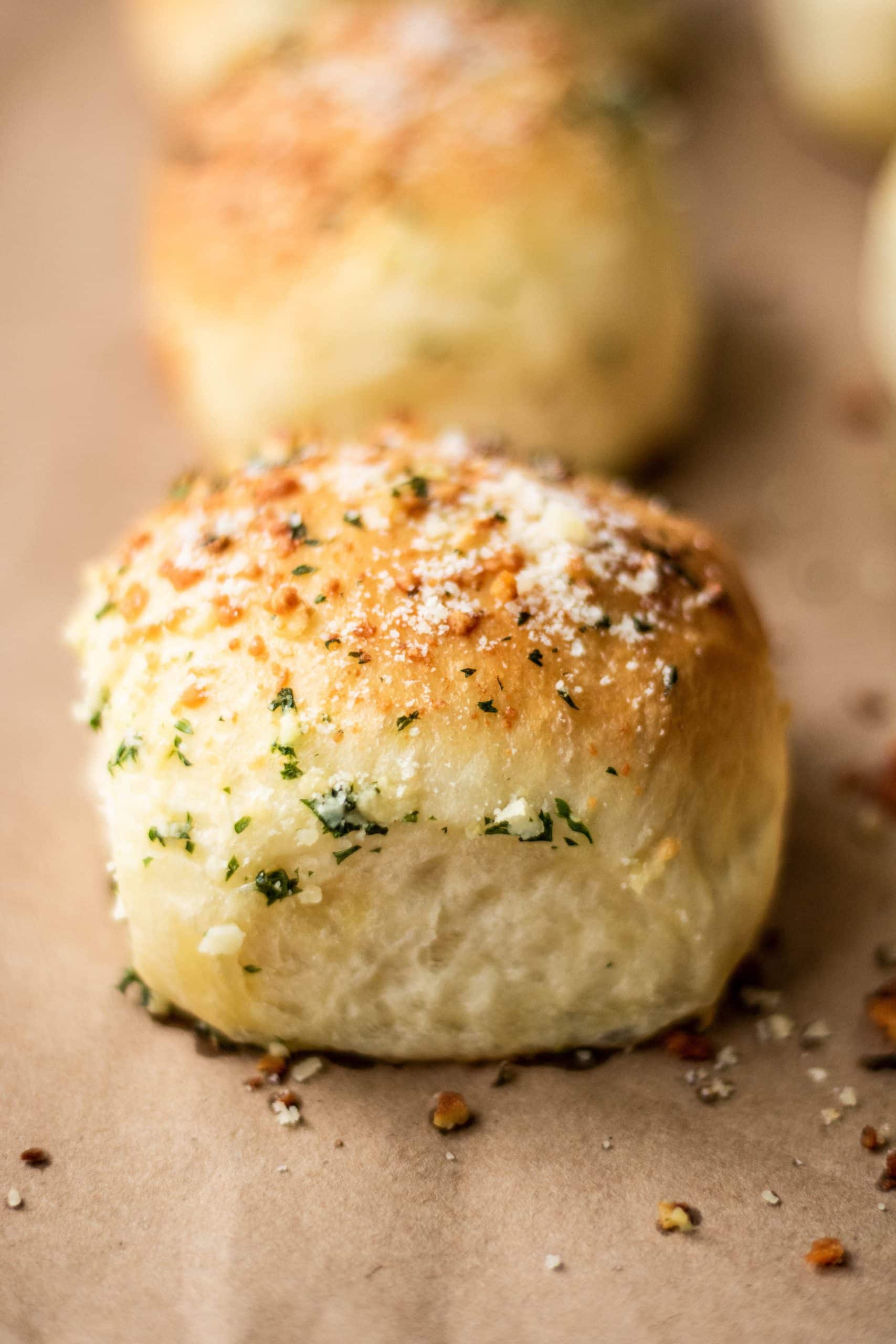 A garlic Parmesan dinner roll 