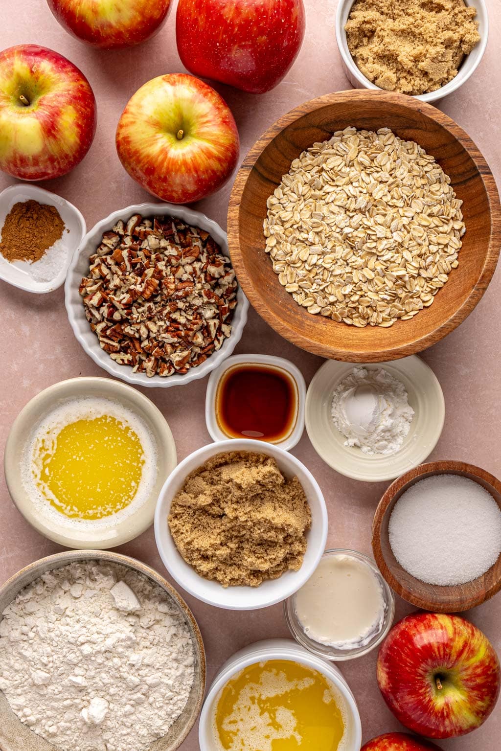 skillet apple crisp ingredients laid out