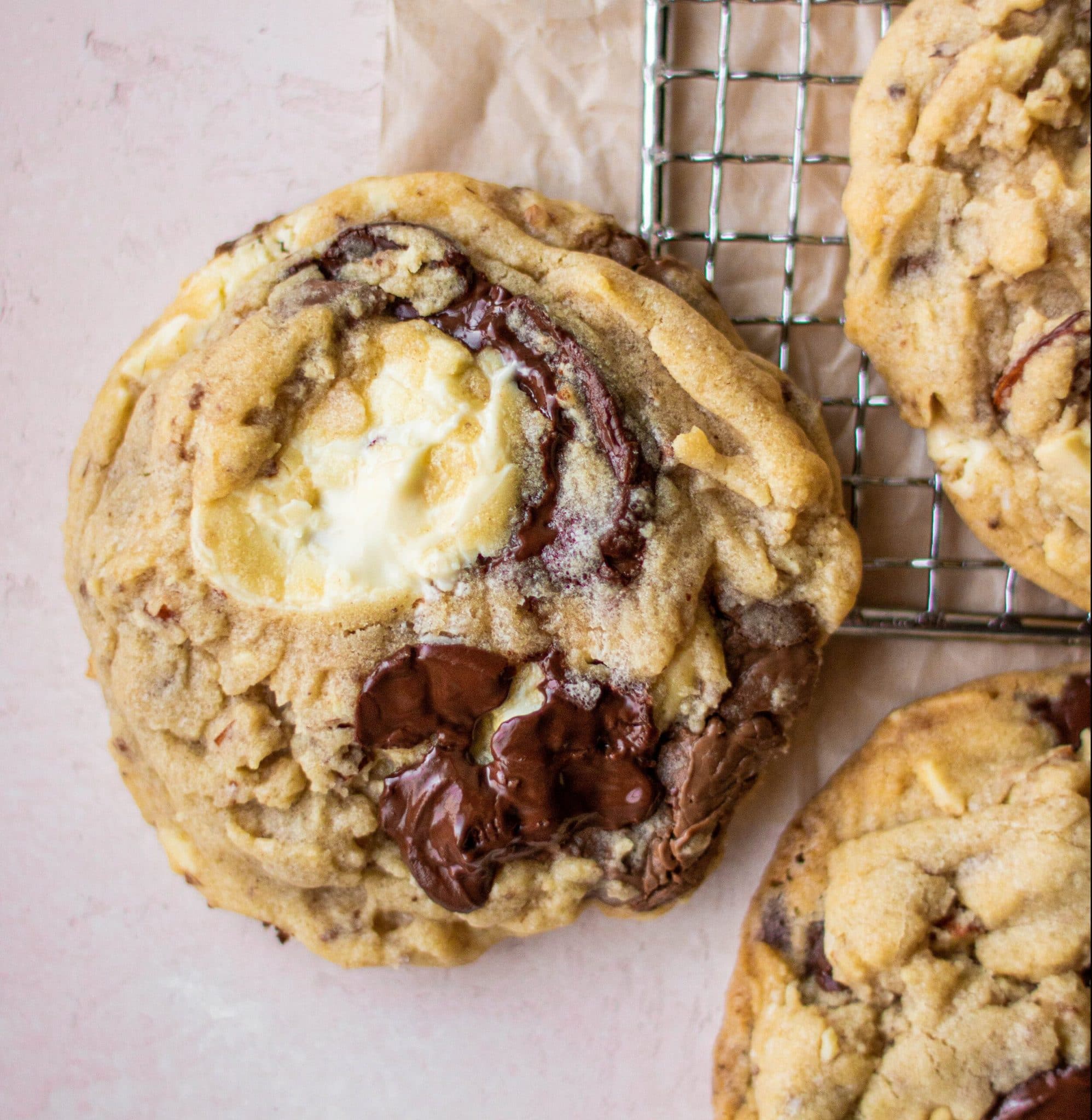 triple chocolate chunk cookies