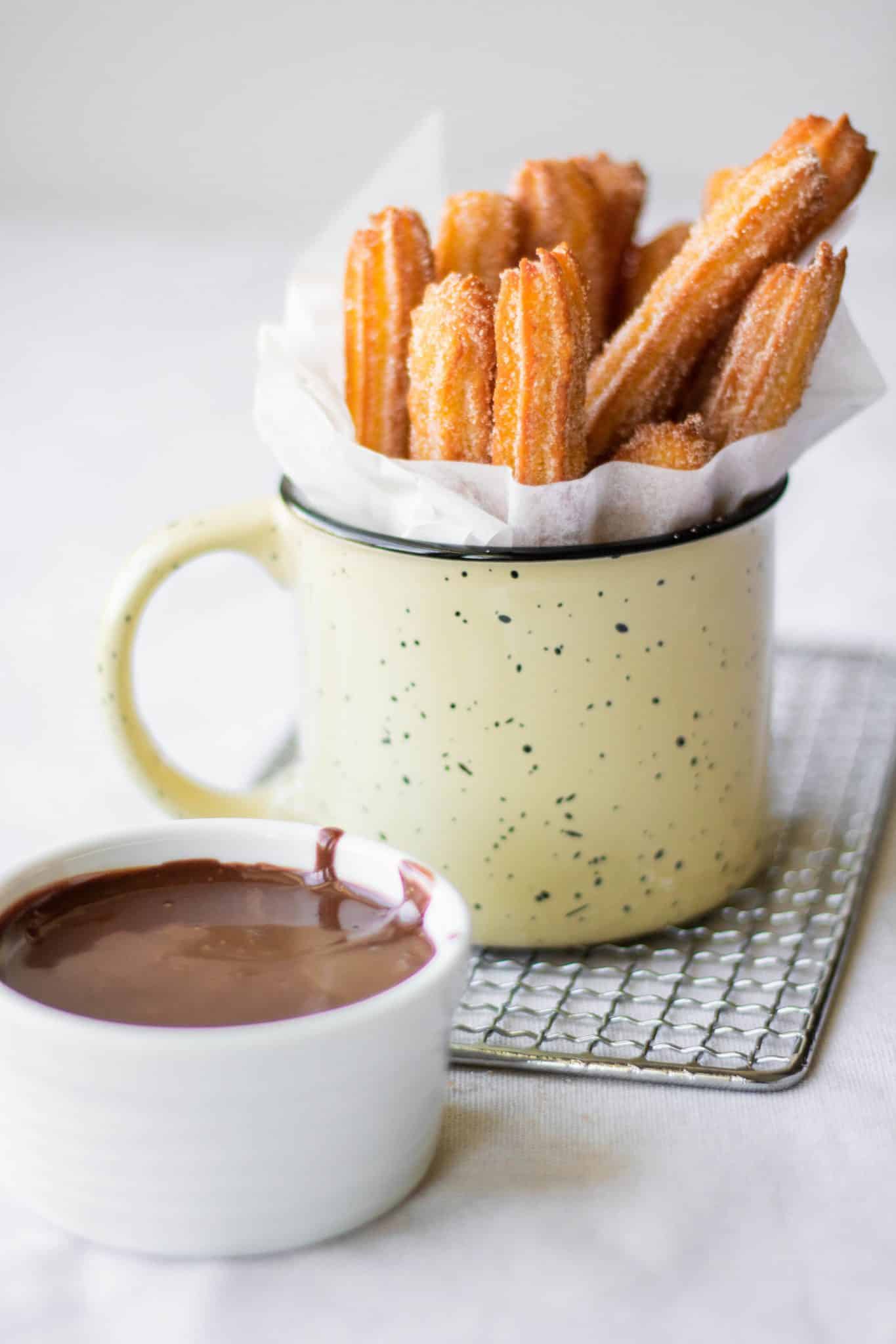 churros with Mexican hot chocolate sauce