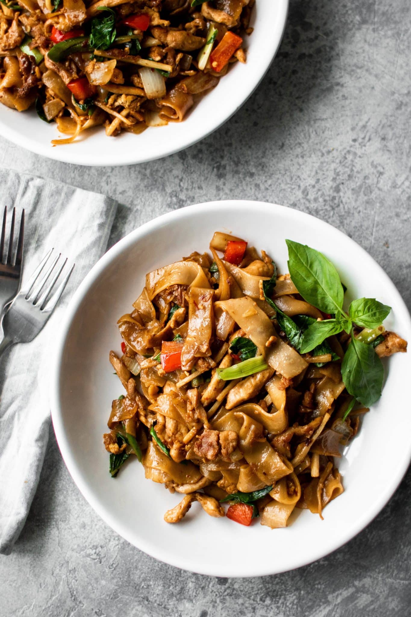 drunken noodles (pad kee mao) with chicken