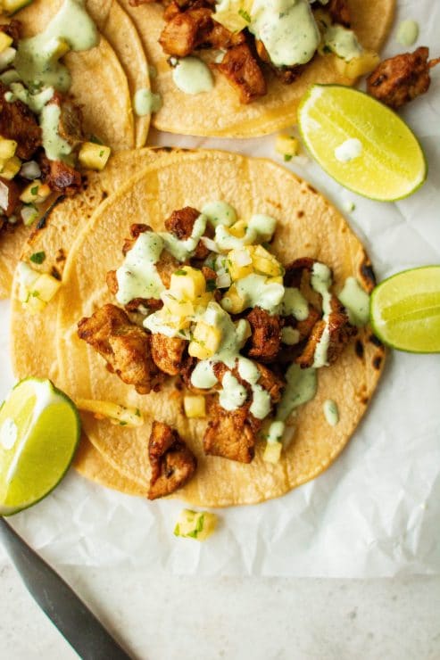 caramelized pork tacos