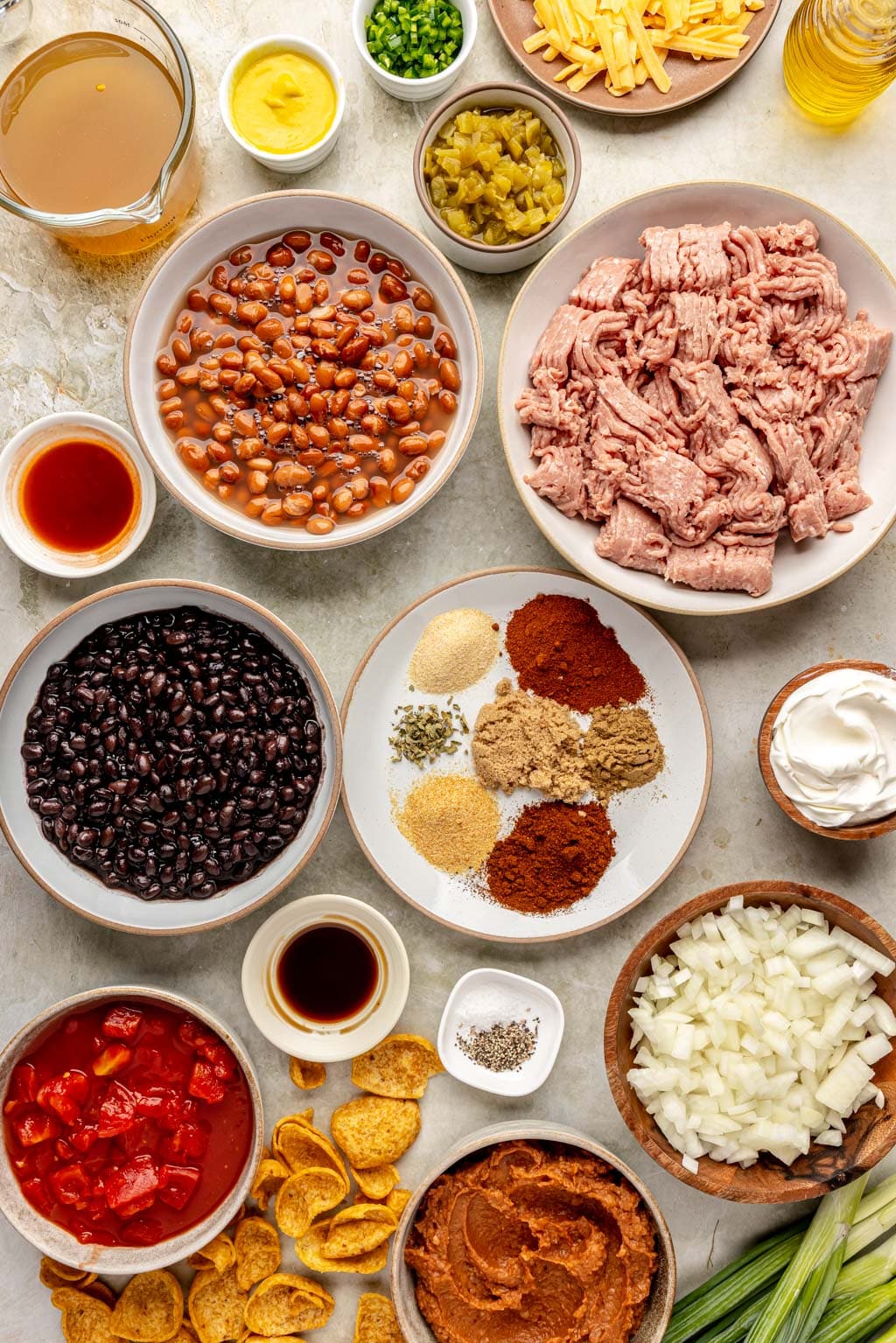 turkey chili ingredients laid out