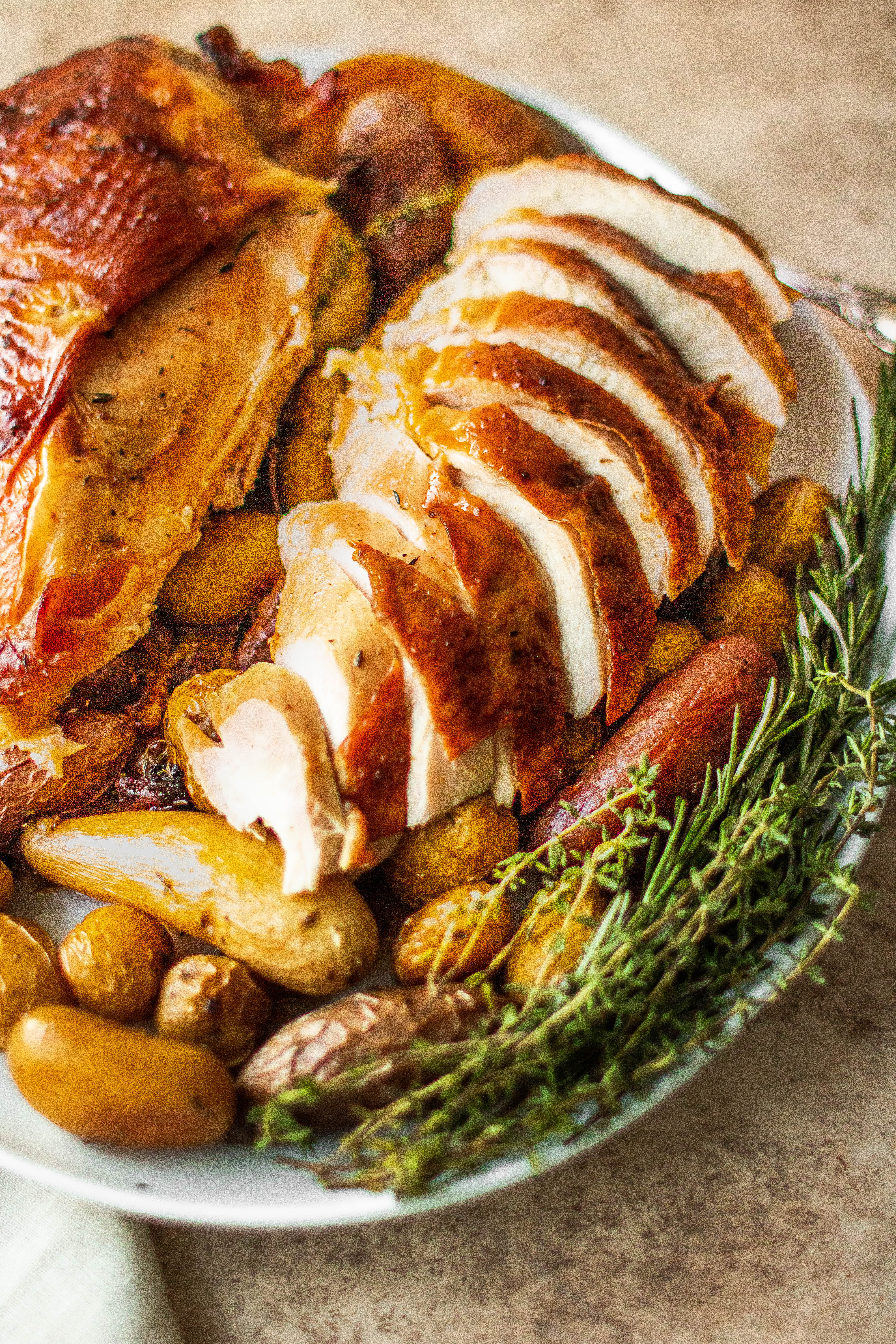 Sliced roast turkey breast