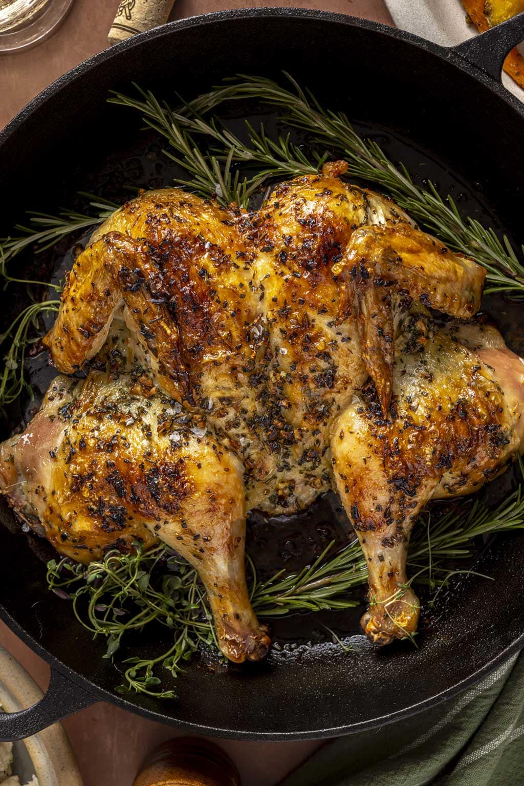 Herb roasted spatchcock chicken