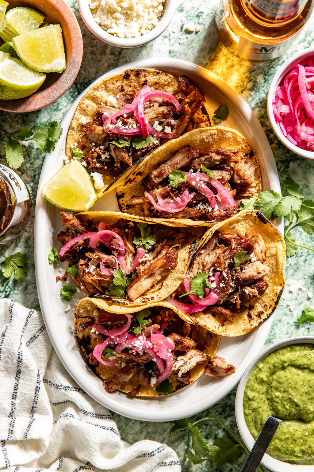 beer braised carnitas tacos