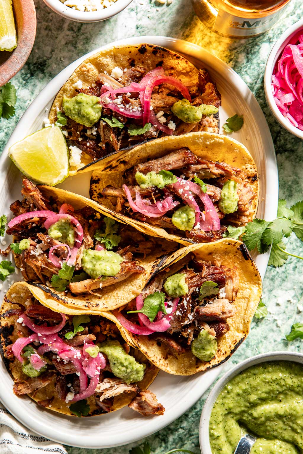 beer braised carnitas tacos