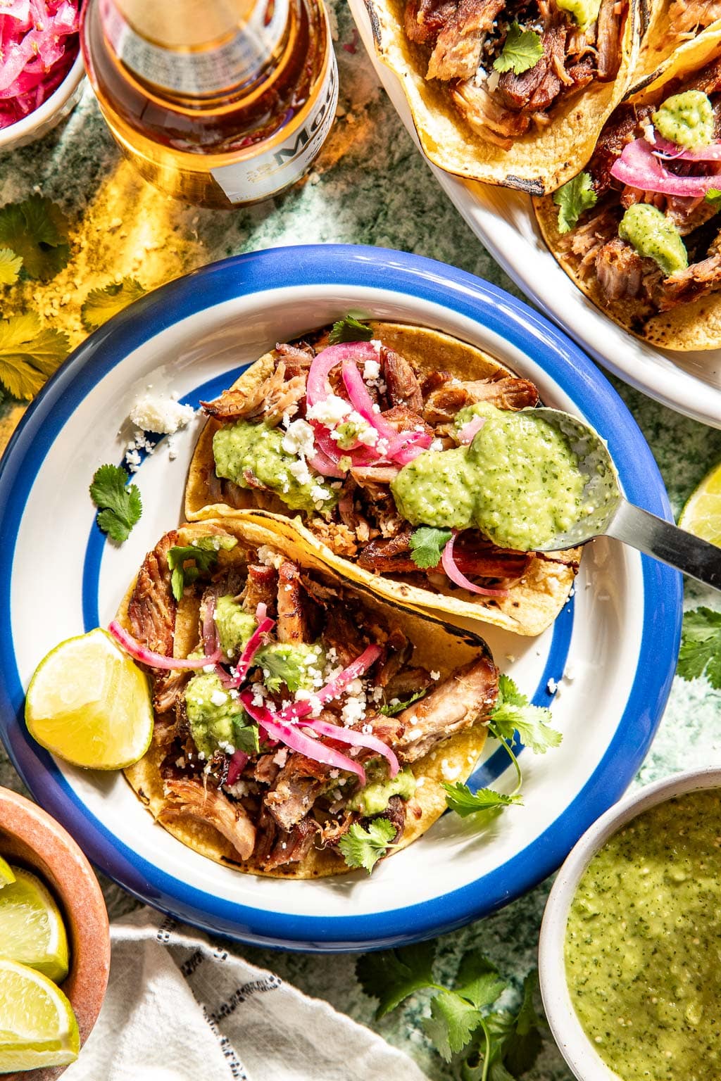 beer braised carnitas tacos
