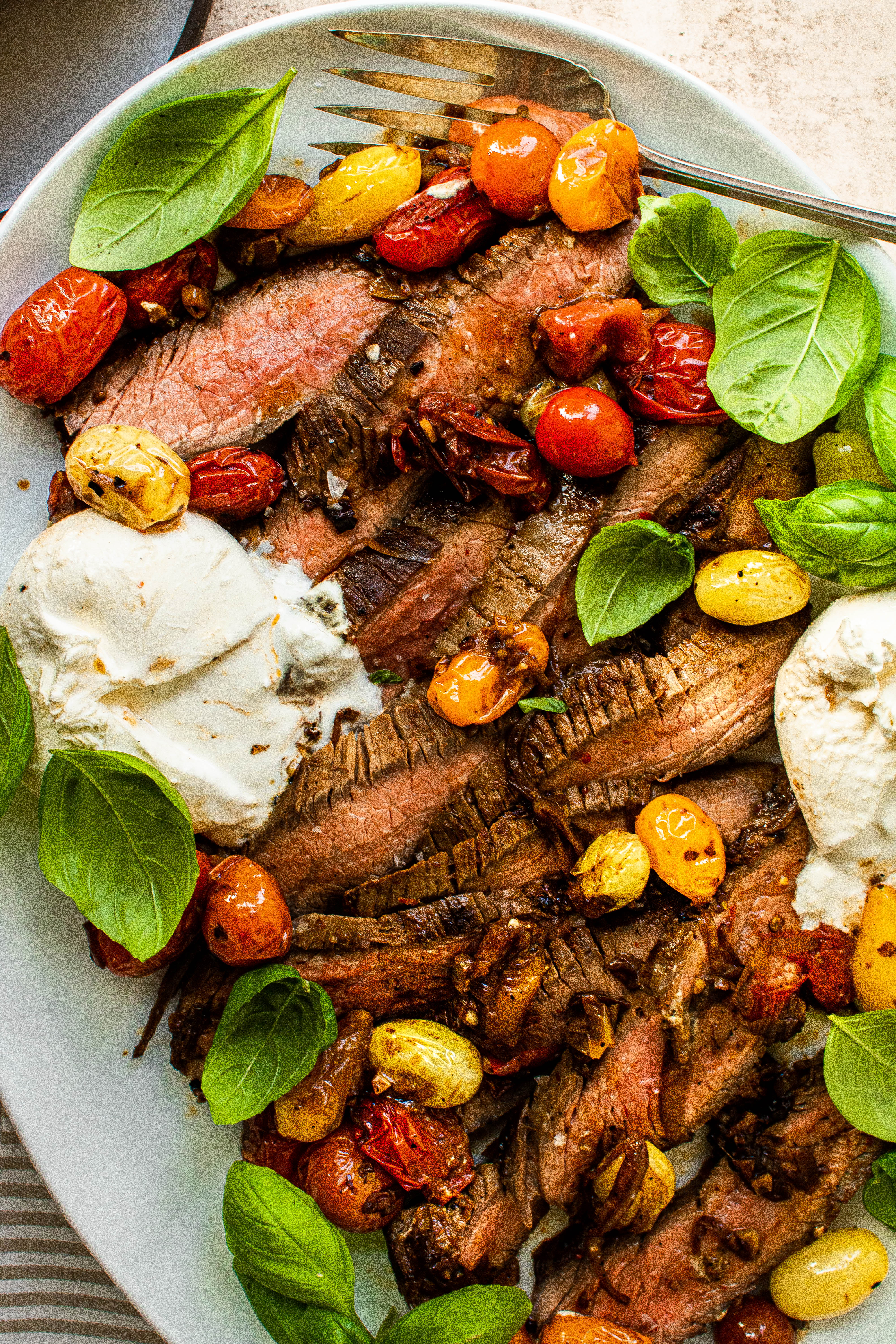 flank steak with burrata
