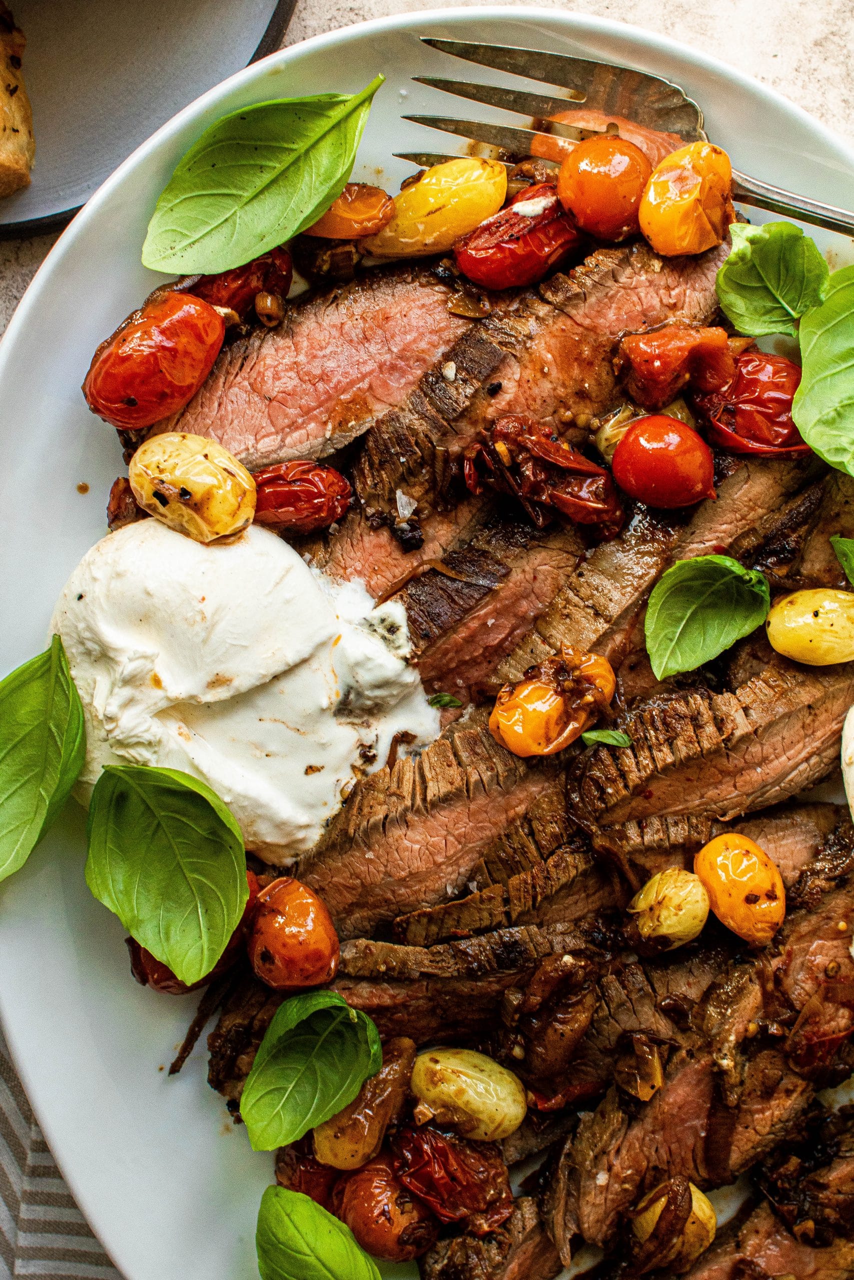 flank steak with burrata