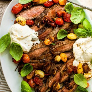 flank steak with burrata