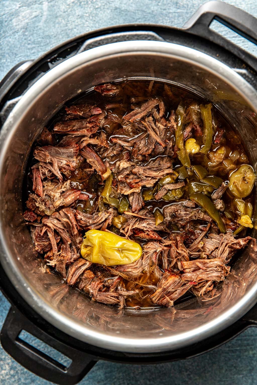 shredded beef for italian beef sandwiches in the instant pot