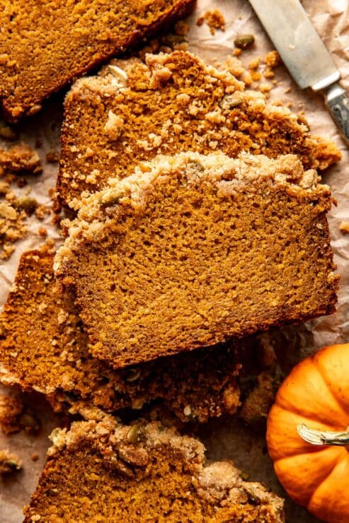 moist pumpkin bread with streusel