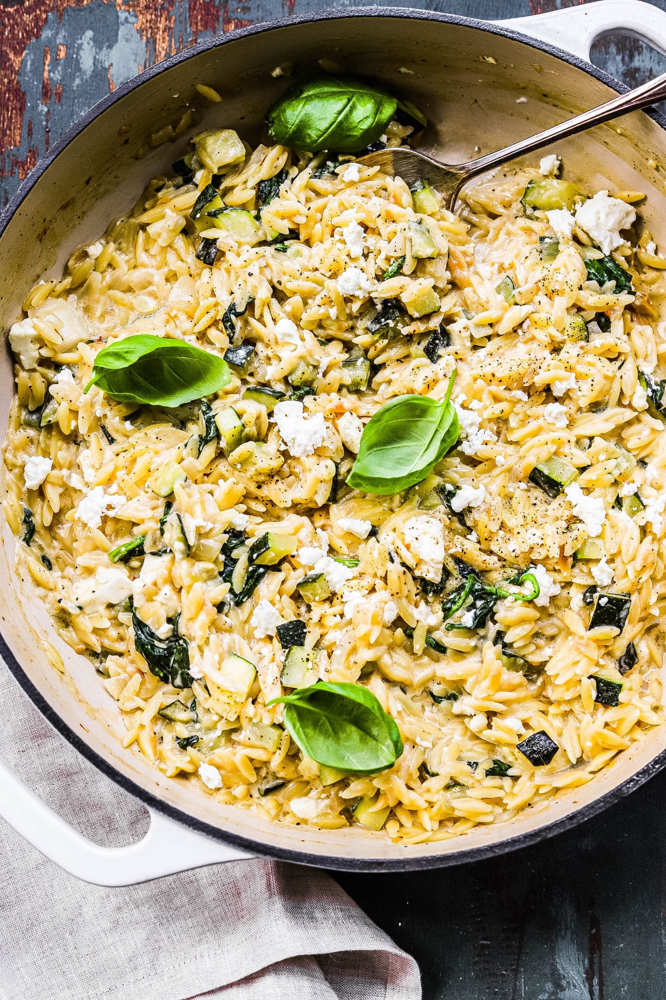 creamy spinach and feta orzo