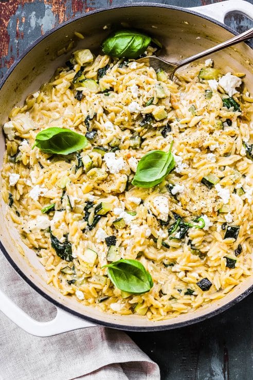 creamy spinach and feta orzo