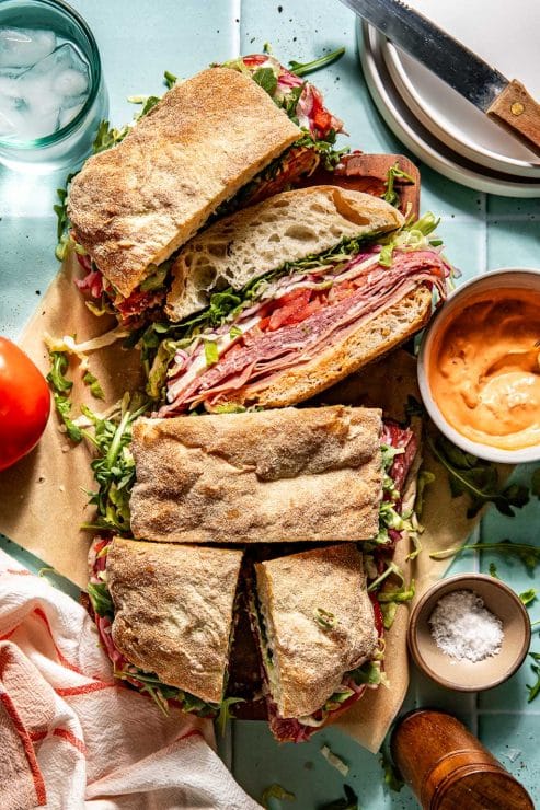 shareable italian picnic sandwich