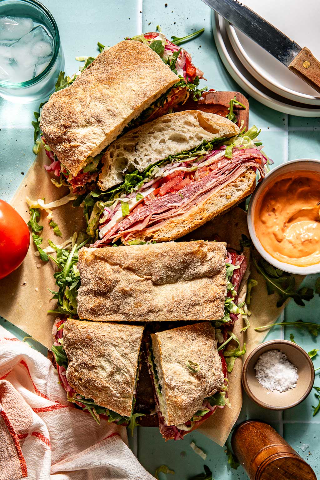shareable italian picnic sandwich