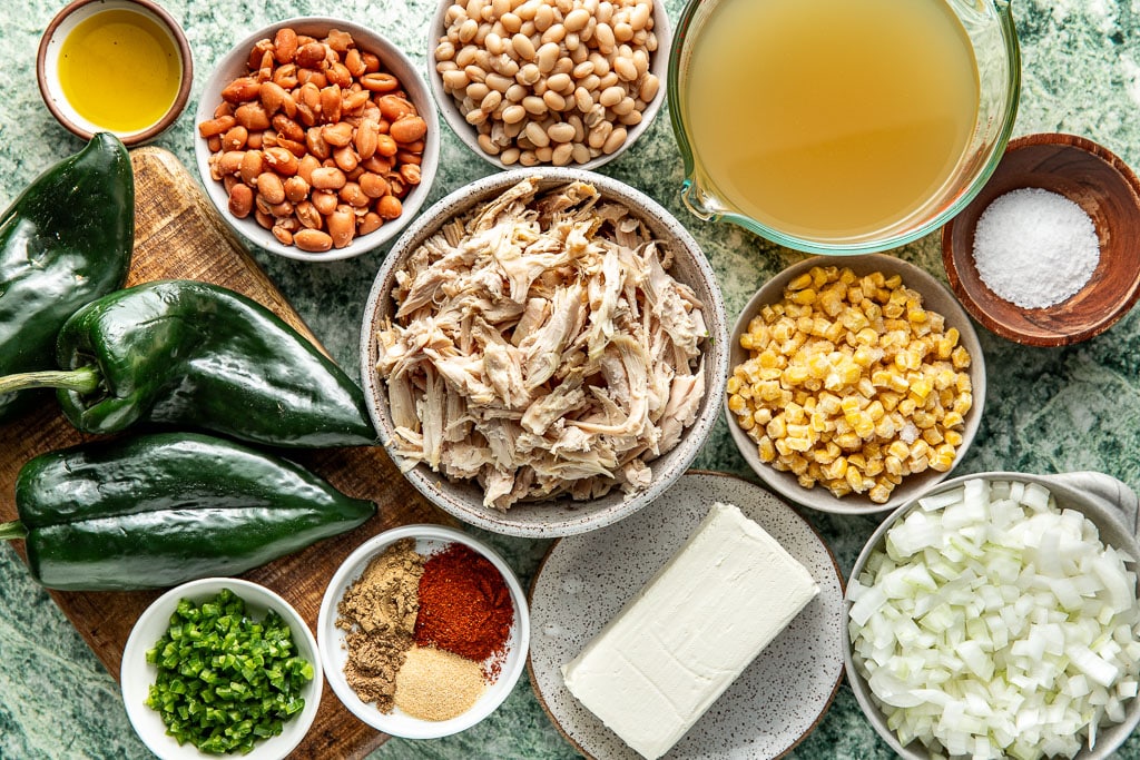 white chicken chili ingredients laid out