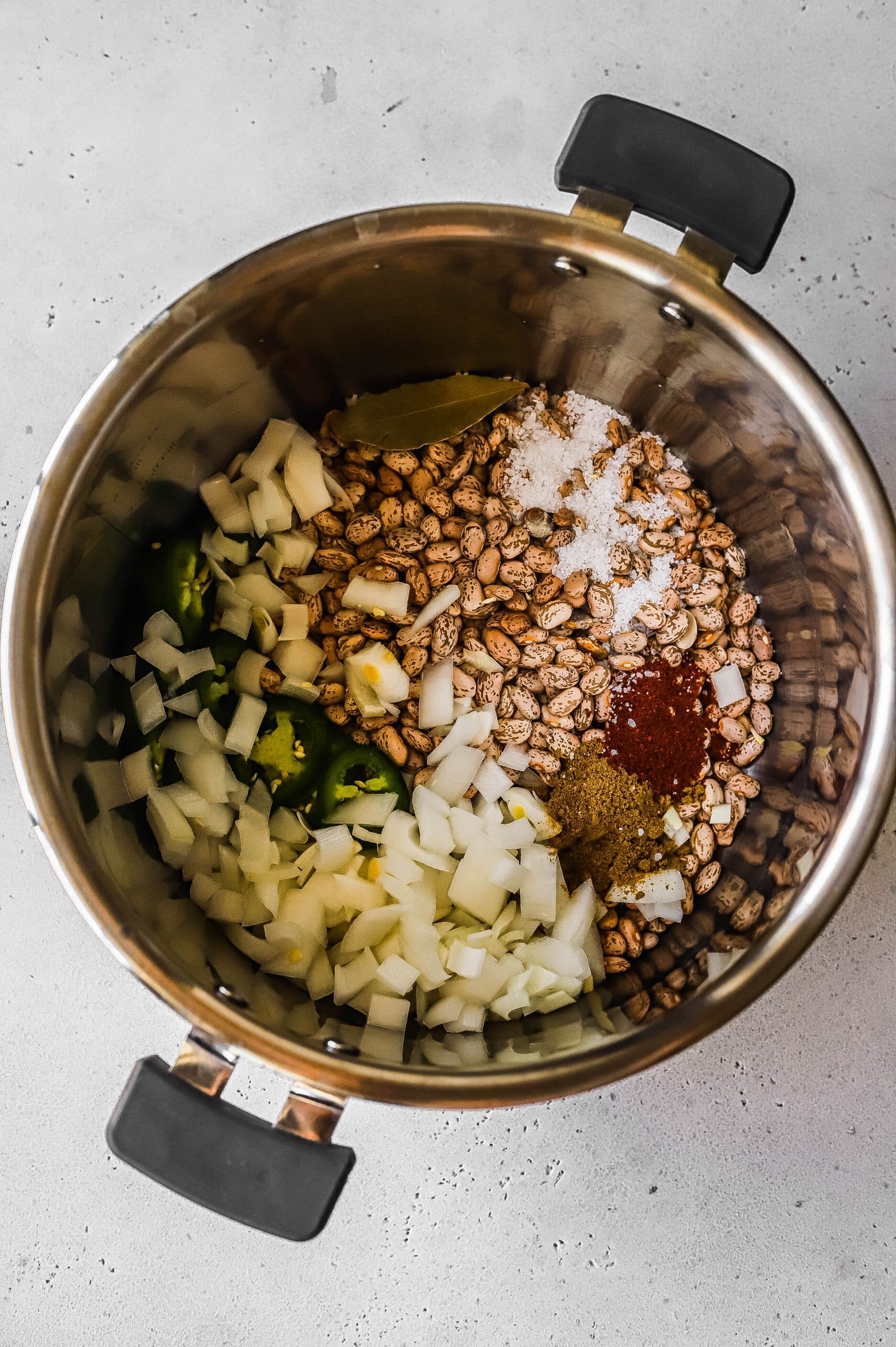 Pinto beans ready to be pressure cooked in an Instant Pot