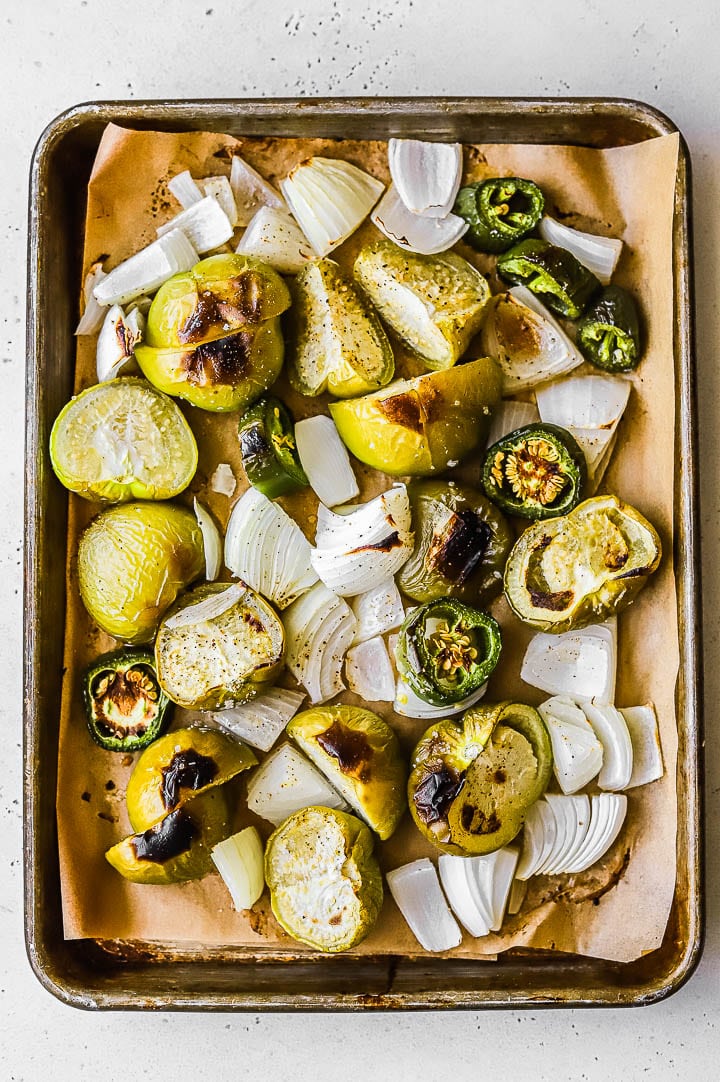 veggies for salsa verde after roasting