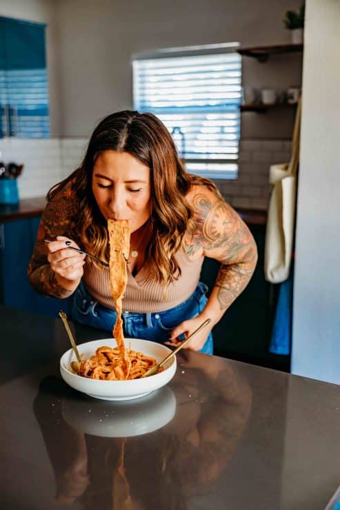 jenny eating pasta