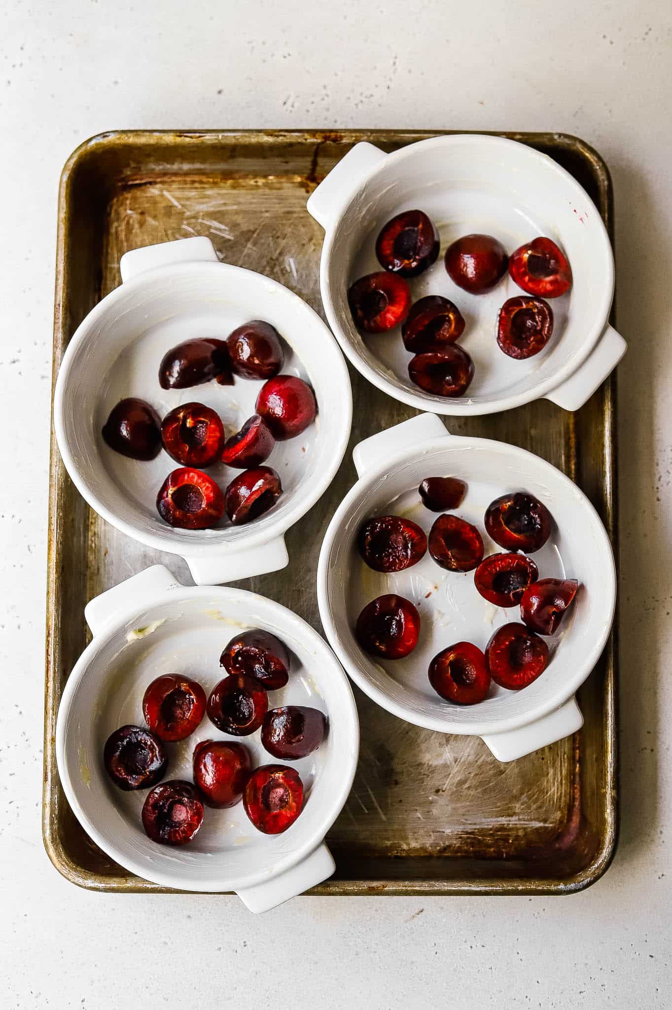 prepared ramekins for clafoutis
