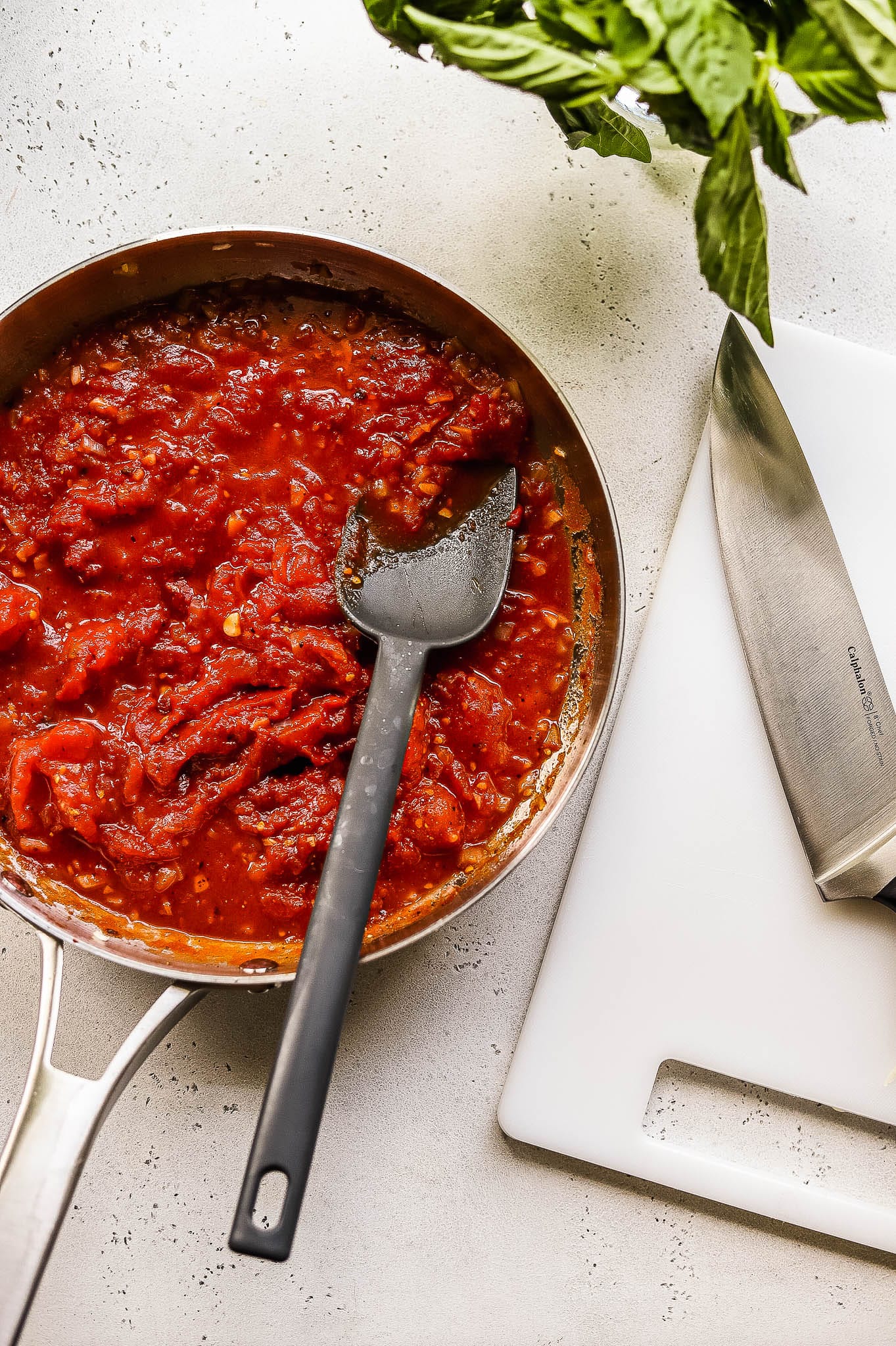 vodka sauce in pan before blending