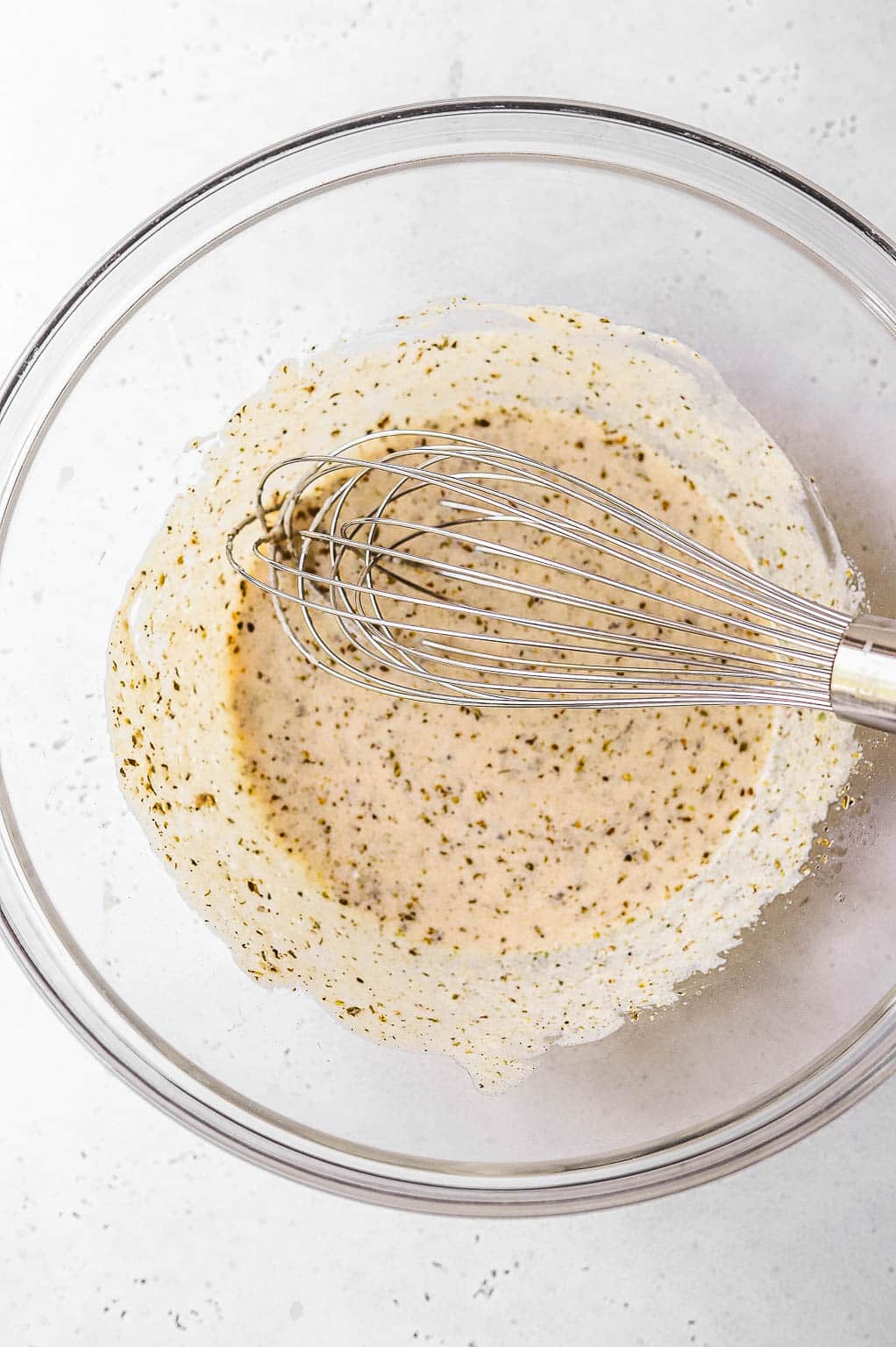 Greek yogurt chicken marinade in a bowl 