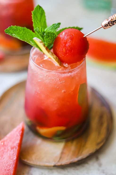 watermelon-ginger mojitos