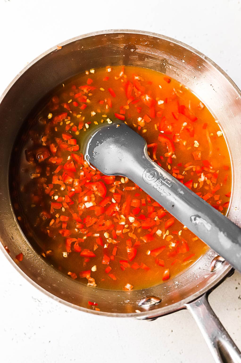 Tangy Vietnamese dressing in a skillet 