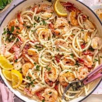 Pasta al Limone with shrimp