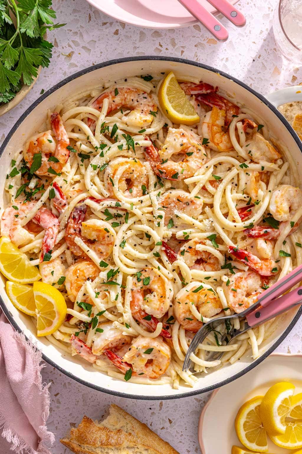 Pasta al Limone with shrimp