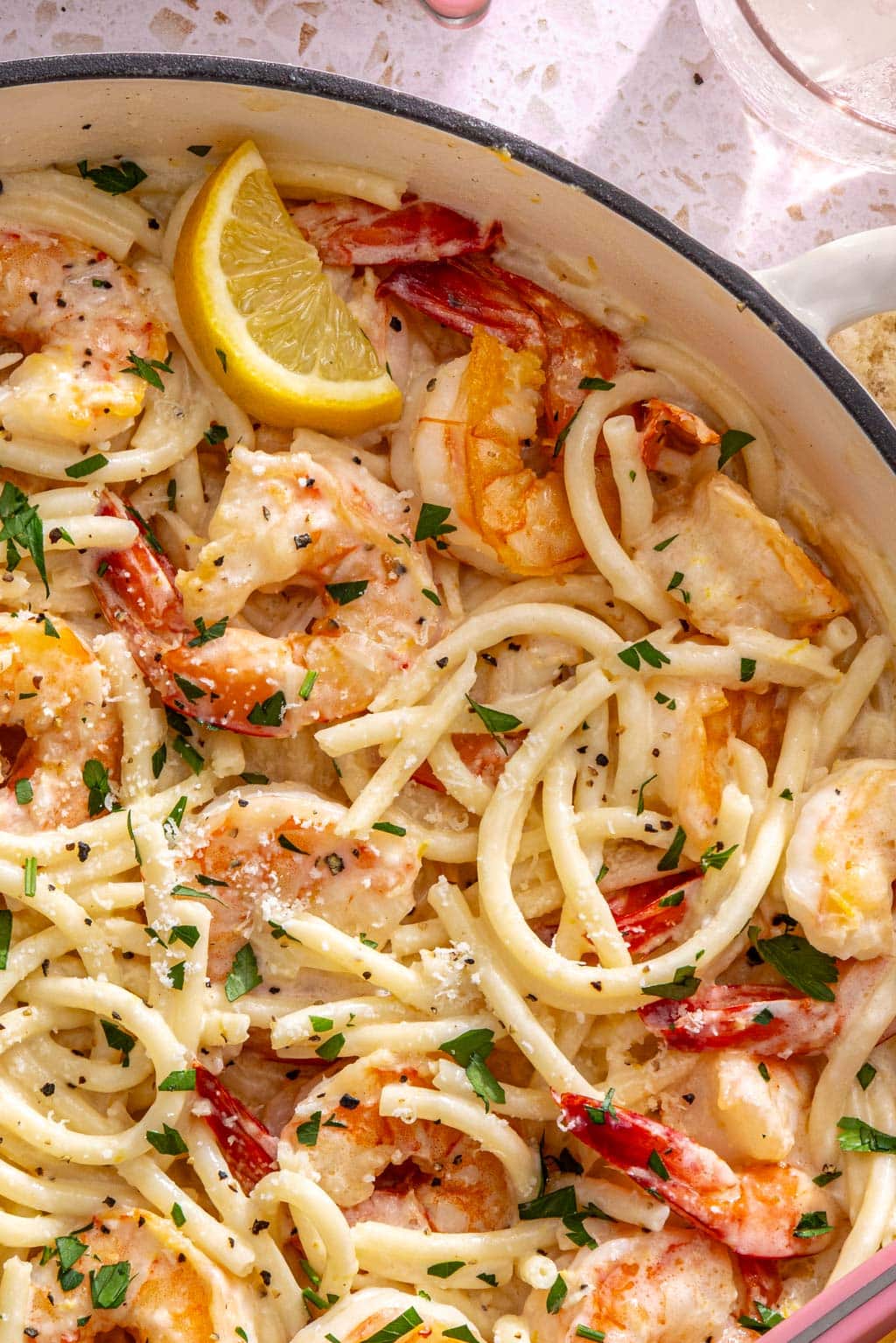 pasta al limone with shrimp