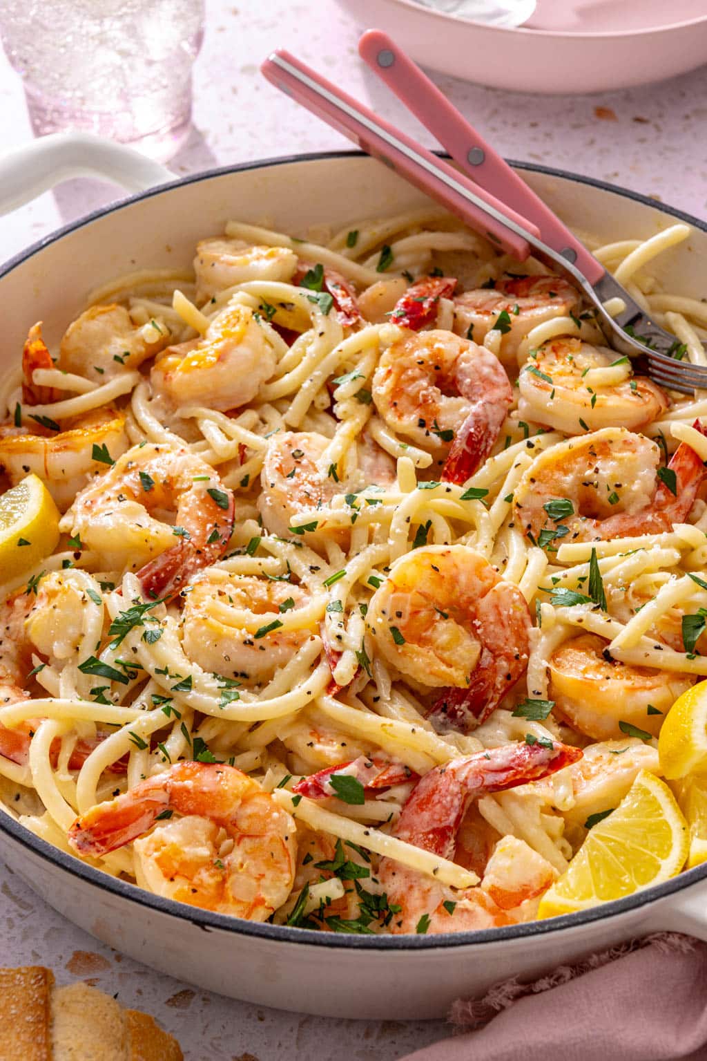 pasta al limone with shrimp