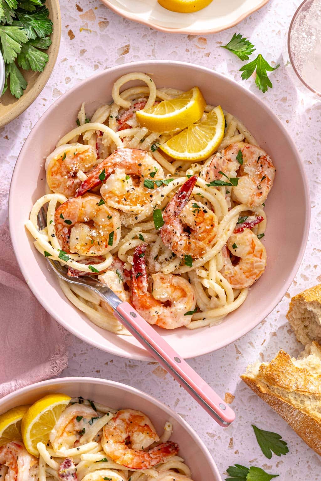 pasta al limone with shrimp