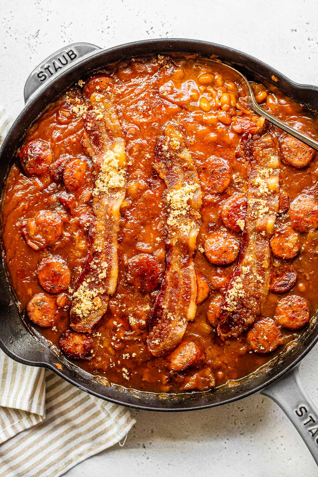 Dressed up baked beans