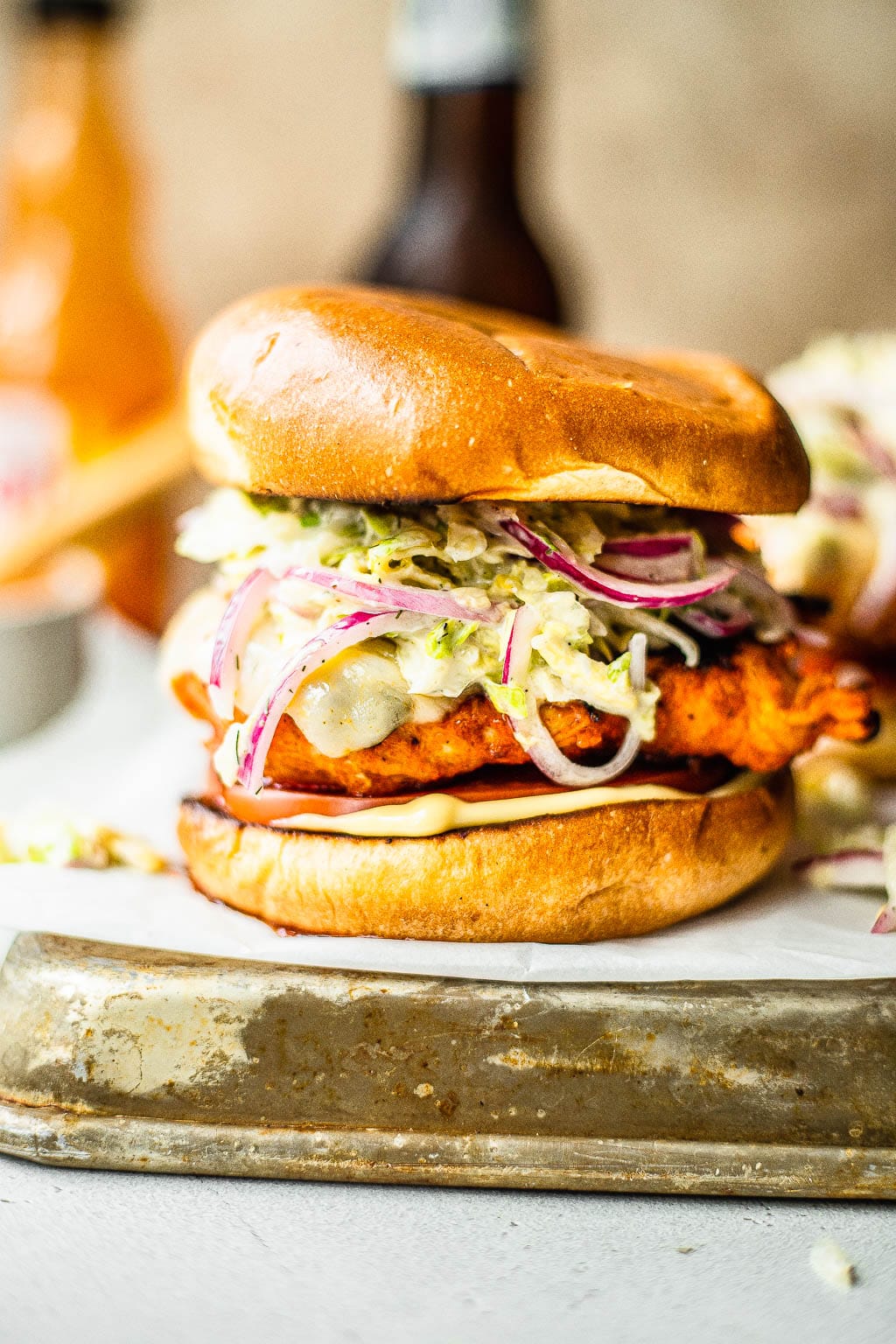 A buffalo grilled chicken sandwich