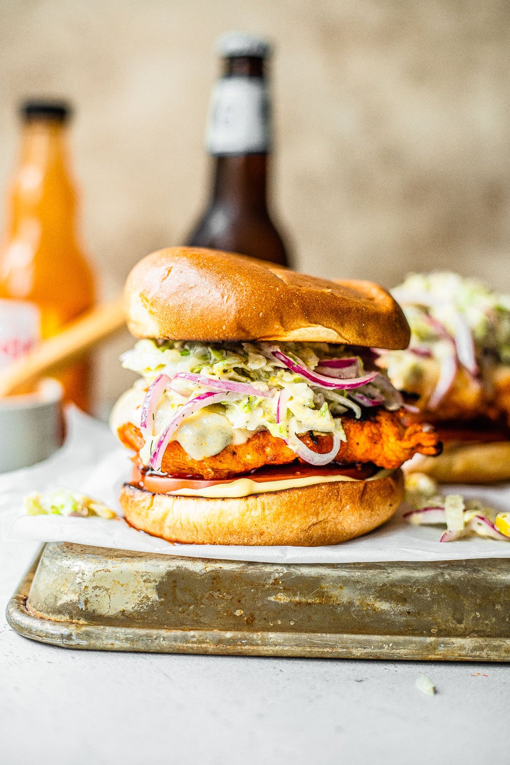 A buffalo grilled chicken sandwich