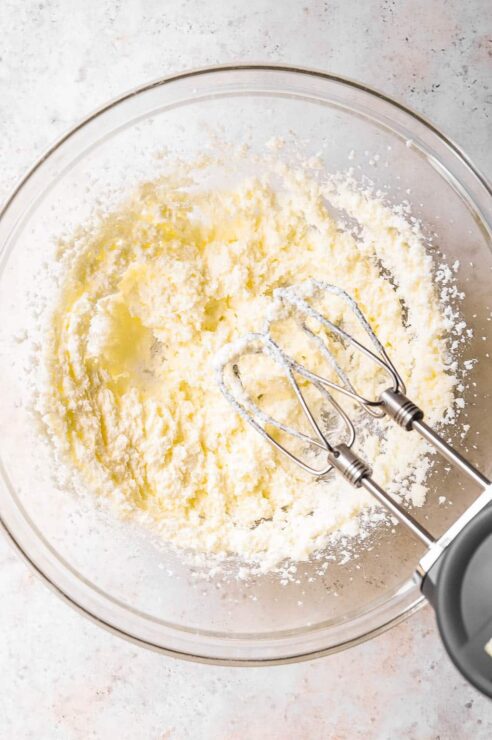 butter and sugar after being creamed