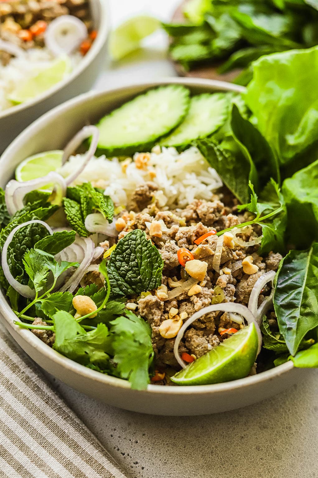 chicken larb bowls