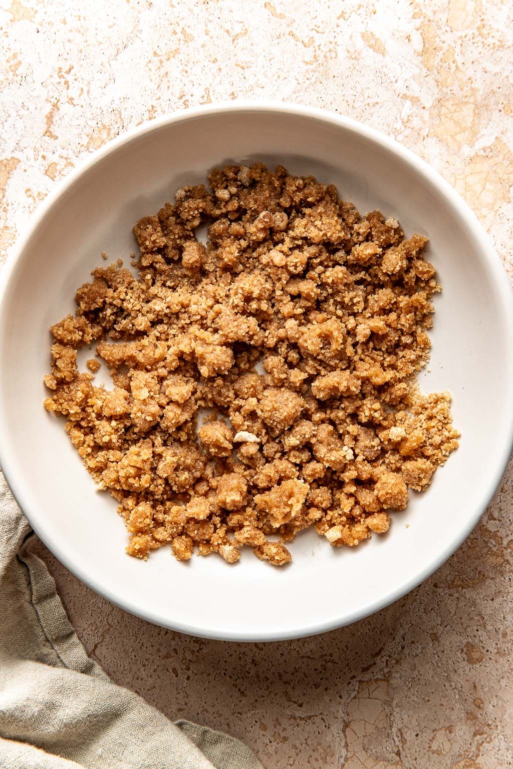 Cinnamon streusel mixture in bowl